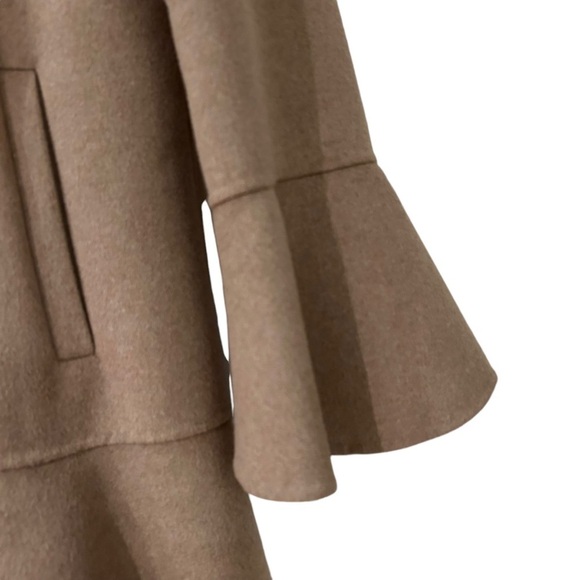 Zara Versatile Bell Sleeve Handmade Midi Length Wool Blend Coat - Picture 8 of 14